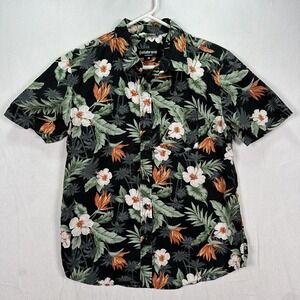 Betabrand Hawaiian Shirt Medium‎ Multicolor Floral Button Tropical Short Sleeve